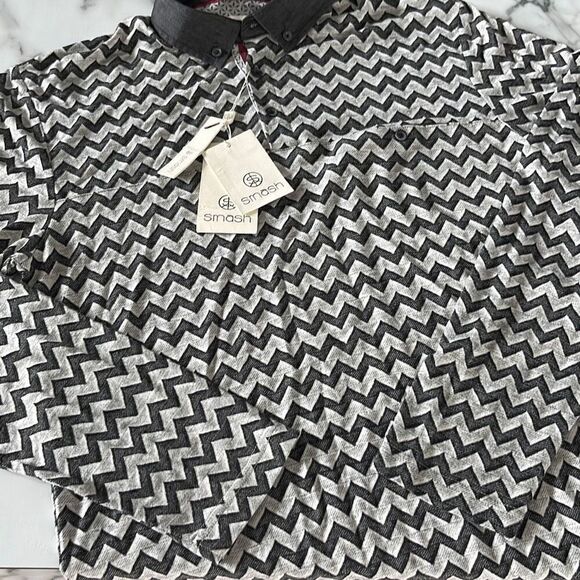 NWT Smash Long Sleeve Chevron Polo Sz. M - Picture 1 of 8